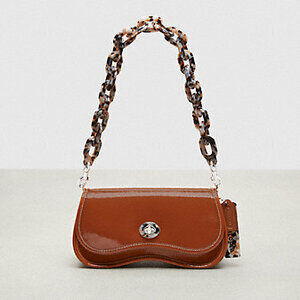 Coach Wavy Dinky Bag With Crossbody Strap In Crinkled Patent Coachtopia Leather